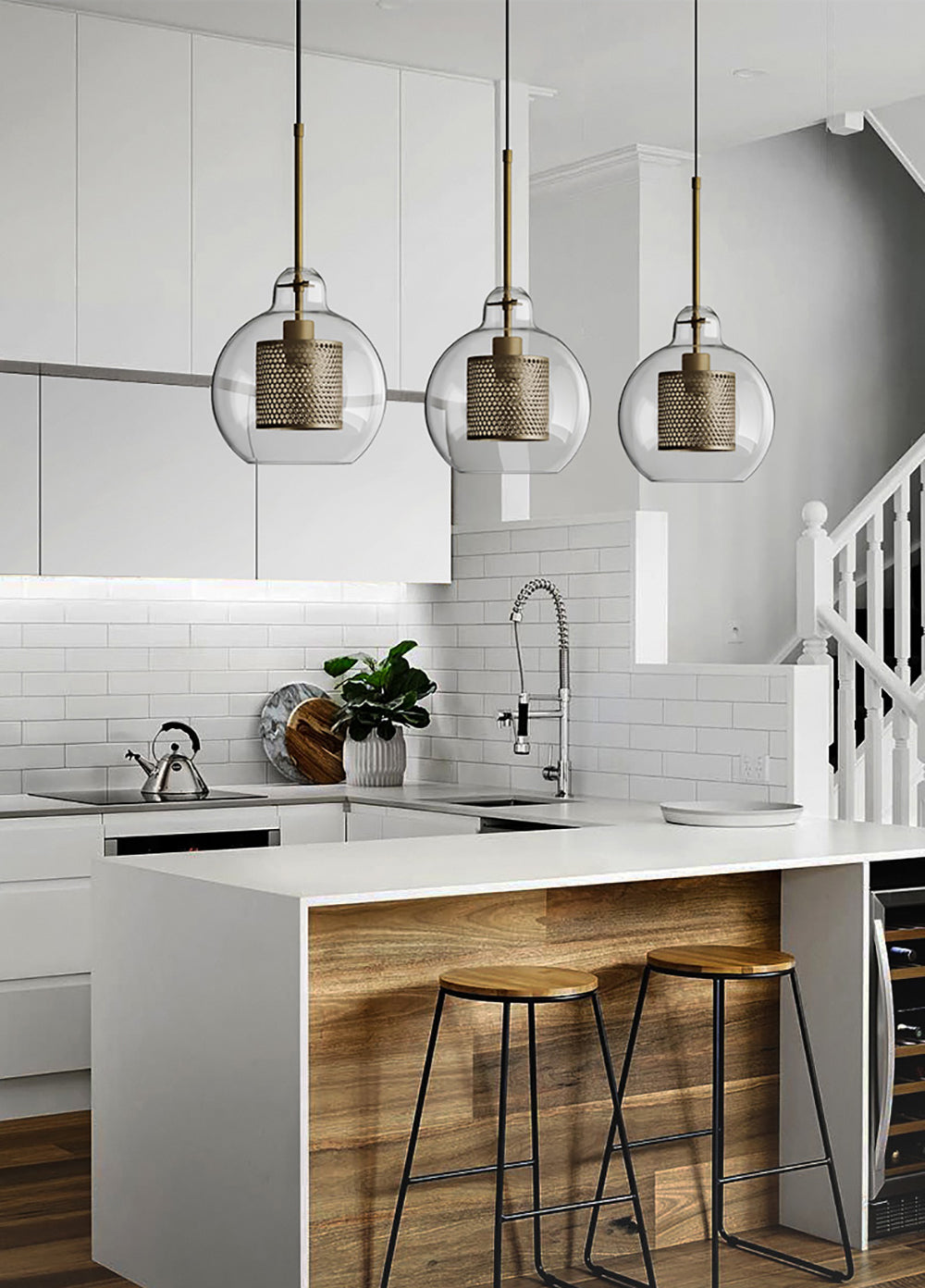 Modern Capsule Perforated Glass Pendant Light 1-Light