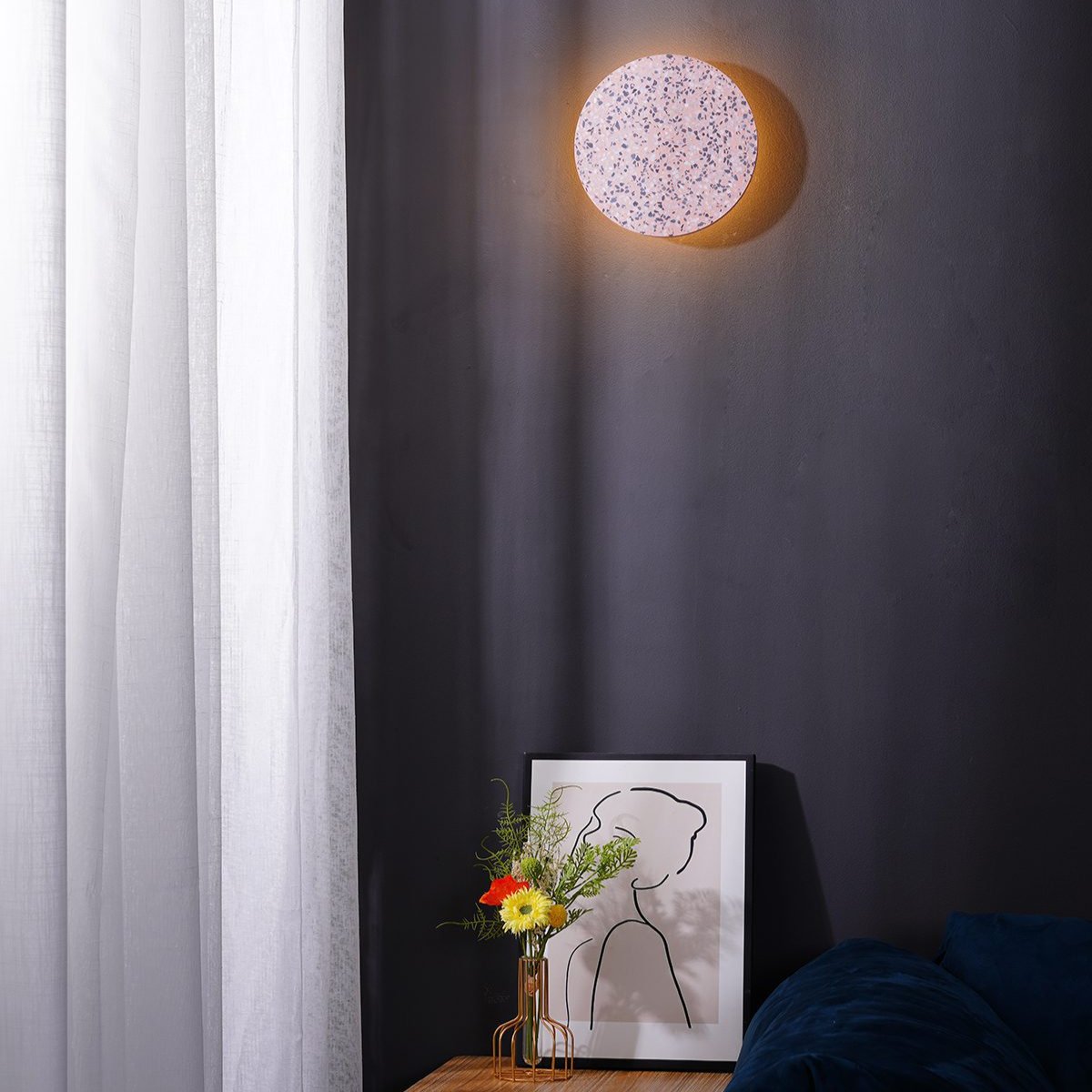 Moderner Terrazzo runder Wandleuchter LED 1-Flammig