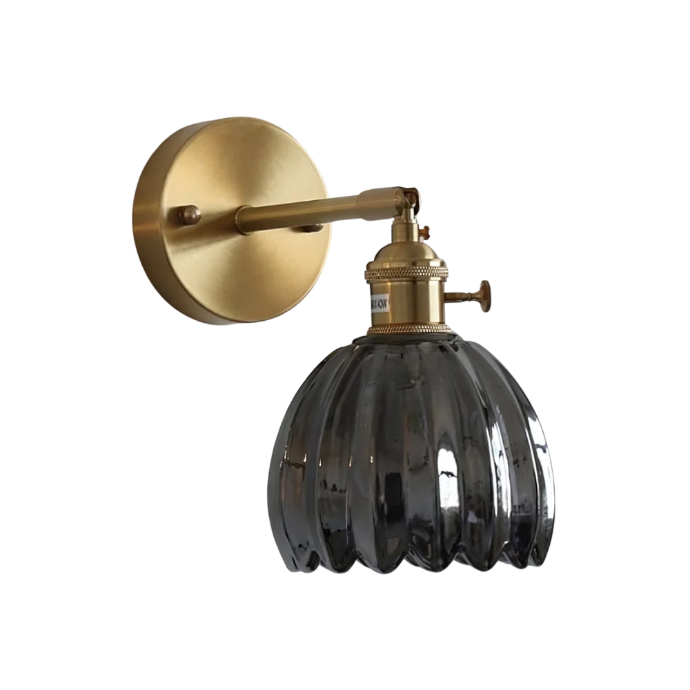 Applique da parete vintage in ottone con vetro a tulipano 1 luce