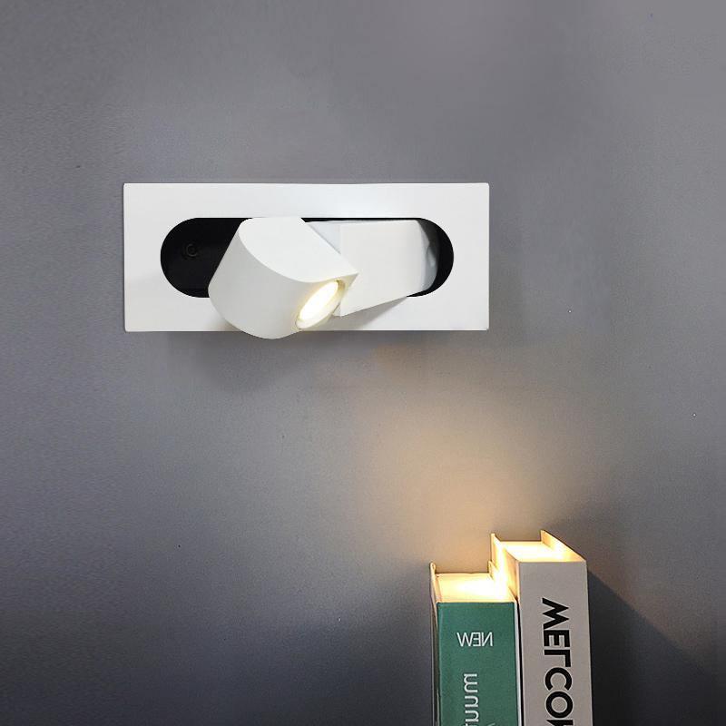 Aplique de pared LED rectangular empotrado ajustable moderno 1 luz
