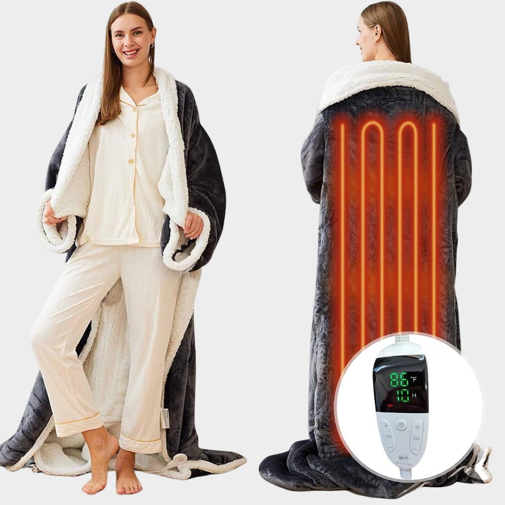Manta eléctrica térmica portátil de forro sherpa para adultos