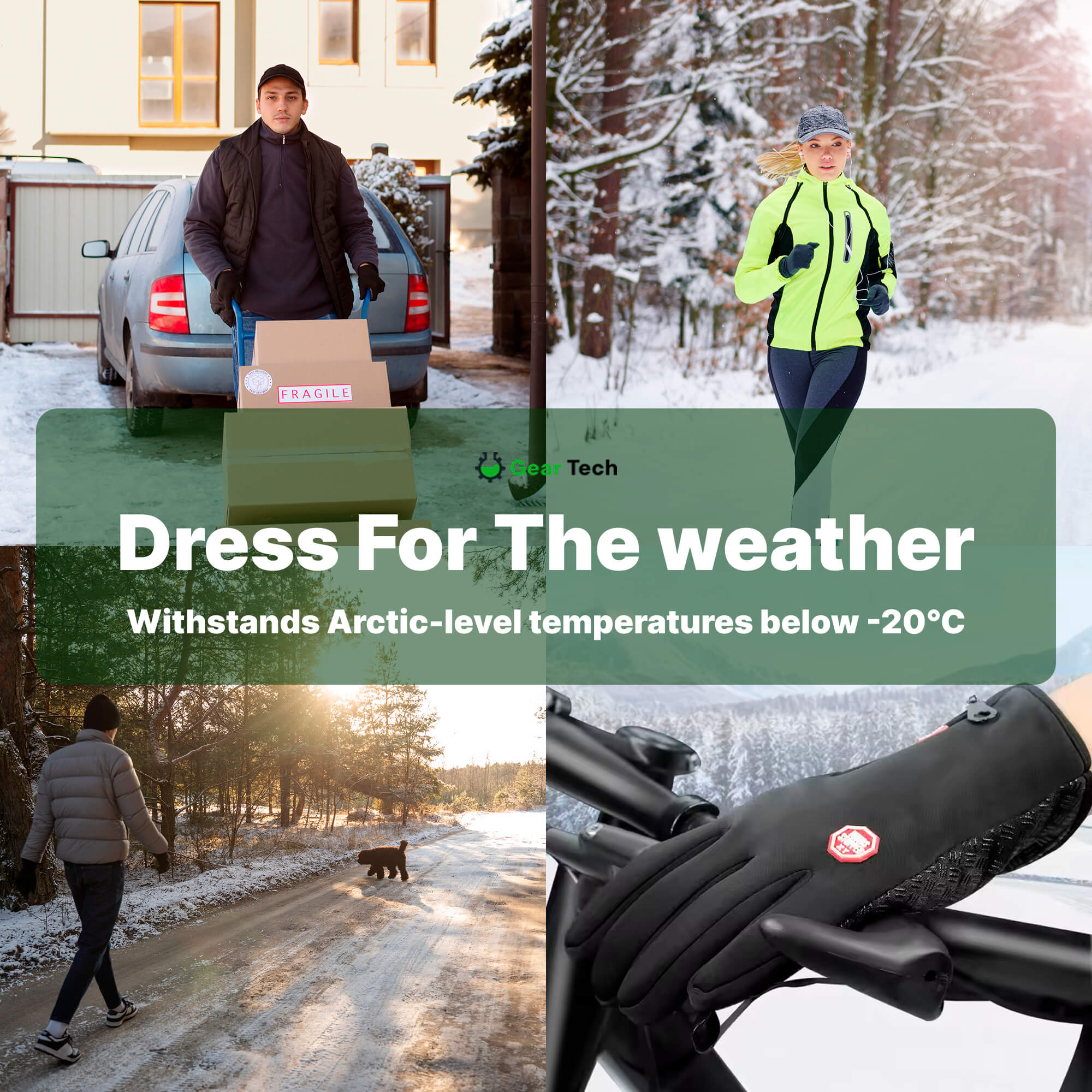 Elektrisch verwarmde winterhandschoenen waterdicht & winddicht thermisch ontwerp