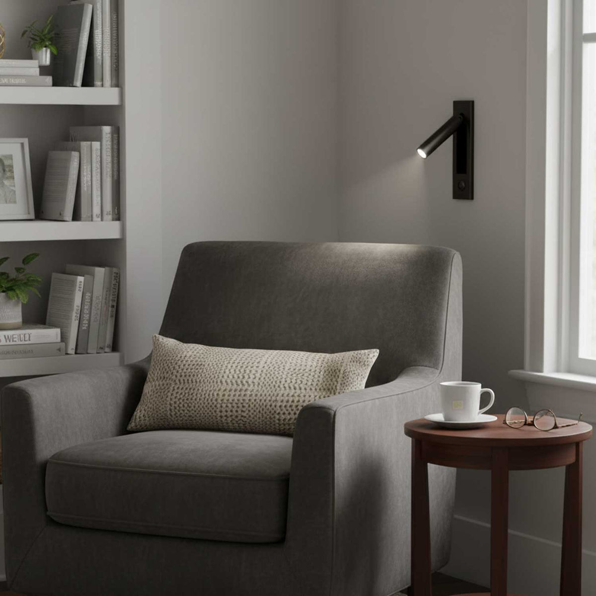 Aplique de pared moderno minimalista empotrado de aluminio con LED 1 luz