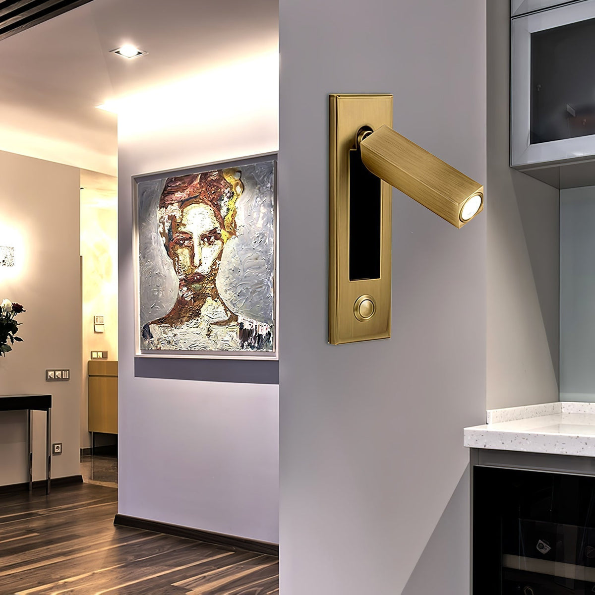 Aplique de pared moderno minimalista empotrado de aluminio con LED 1 luz