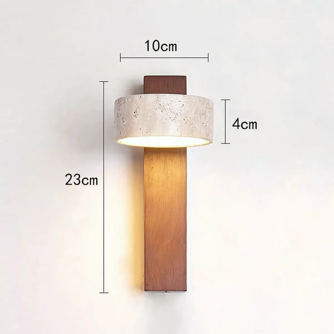 Applique da parete in travertino e legno Wabi-Sabi LED 1 luce