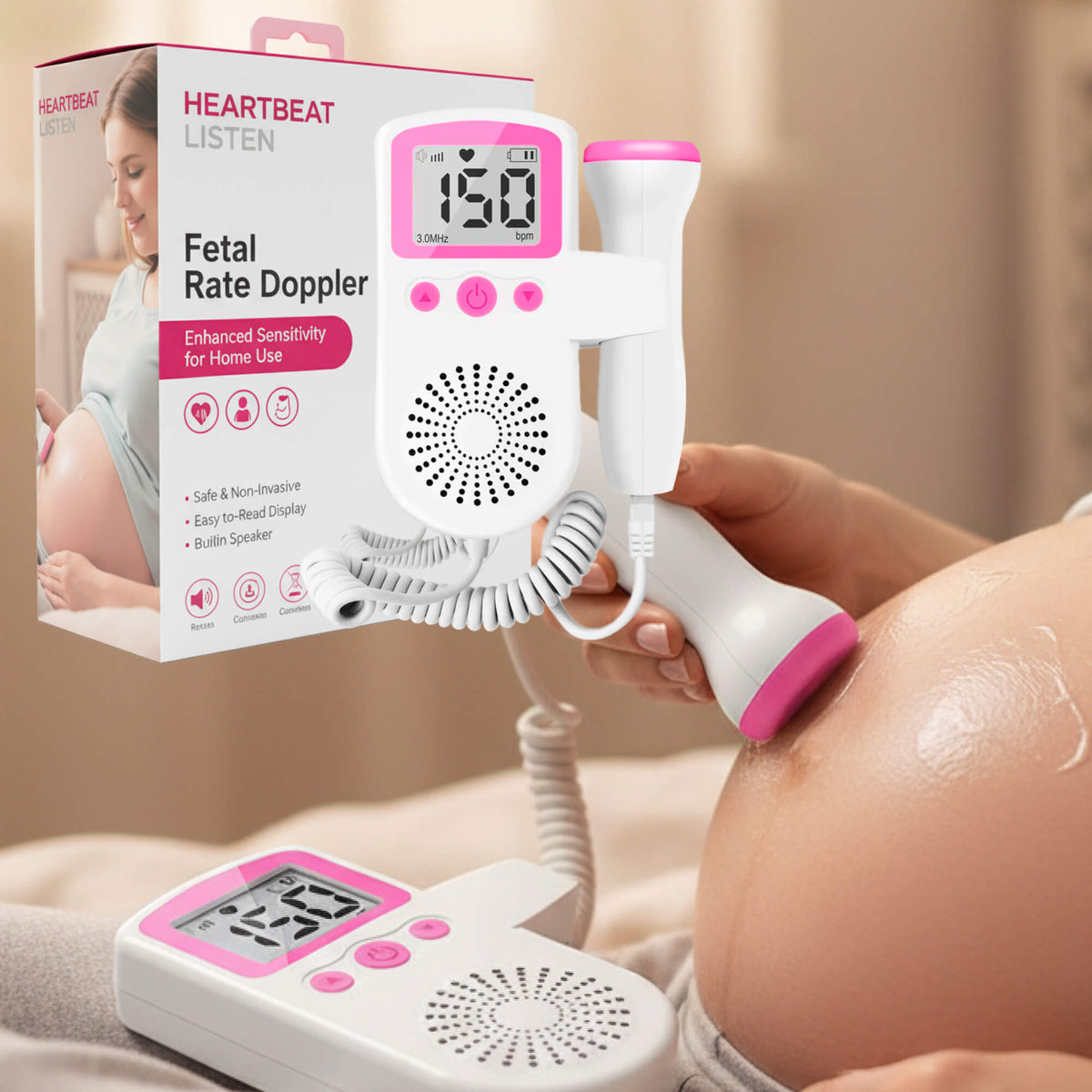 Doppler fetal con alta sensibilidad - Lecturas claras y precisas del latido cardíaco para que los futuros padres se mantengan conectados con su bebé
