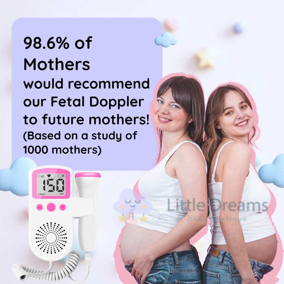 Foetale hartslag Doppler met verbeterde gevoeligheid - duidelijke en precieze hartslagmetingen voor aanstaande ouders om verbonden te blijven met hun baby