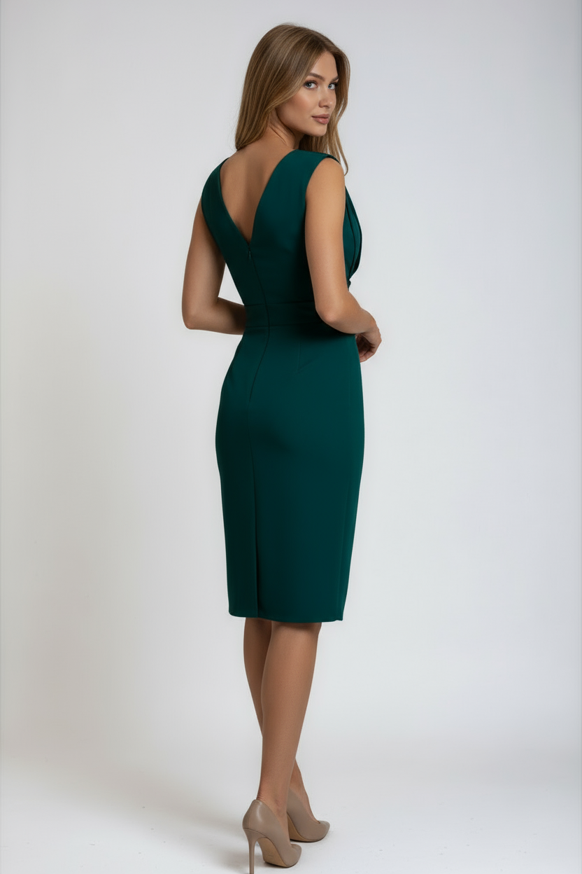 GRADUATION DRESS | V-NECK MIDI DESIGN WITH DRAPED WAIST