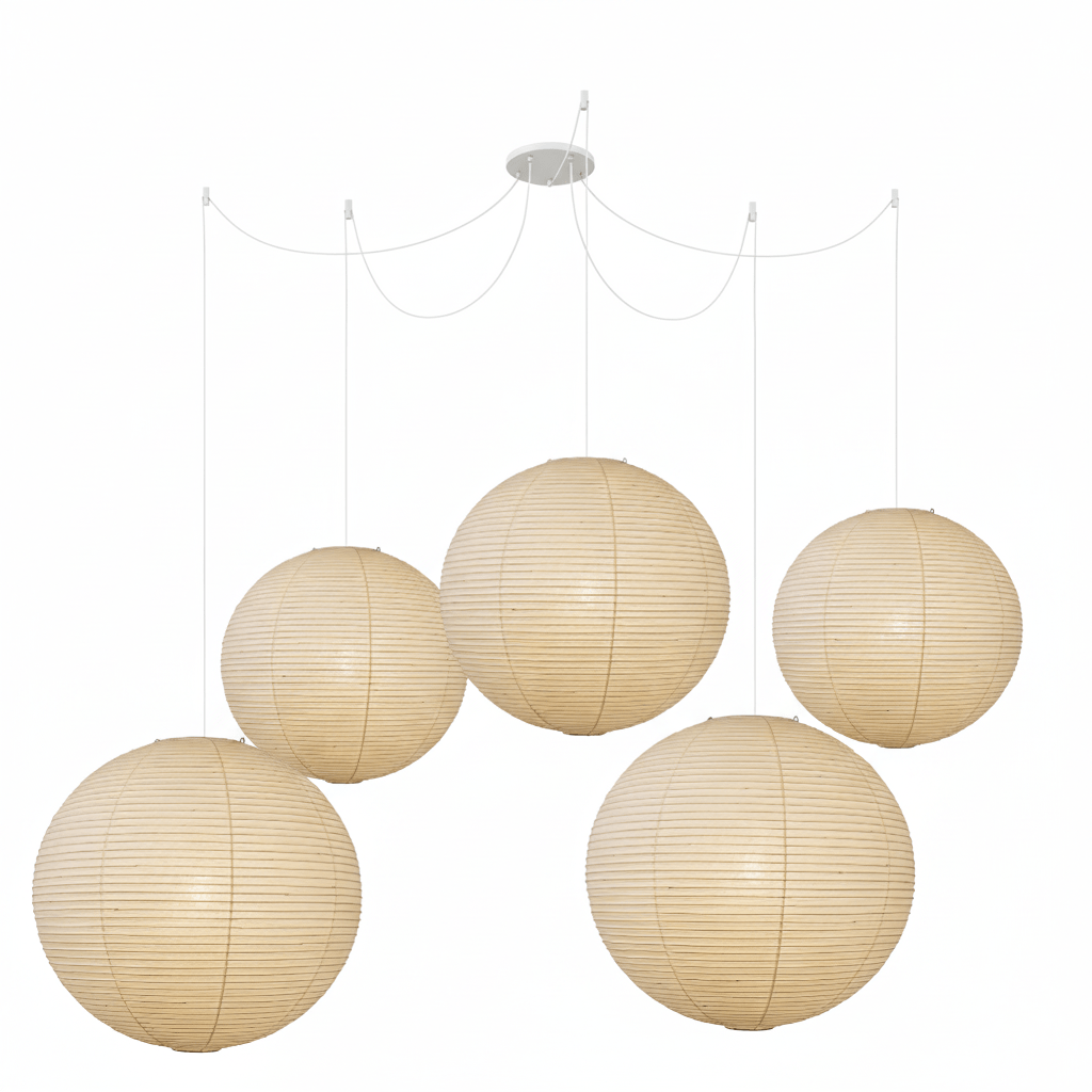 Lámpara colgante japonesa de globo de papel washi 1 luz