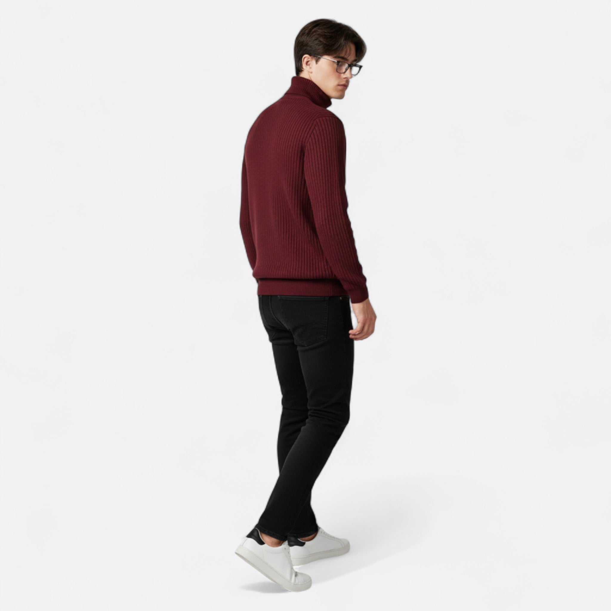 Herren Strickpullover mit Rollkragen aus Wolle