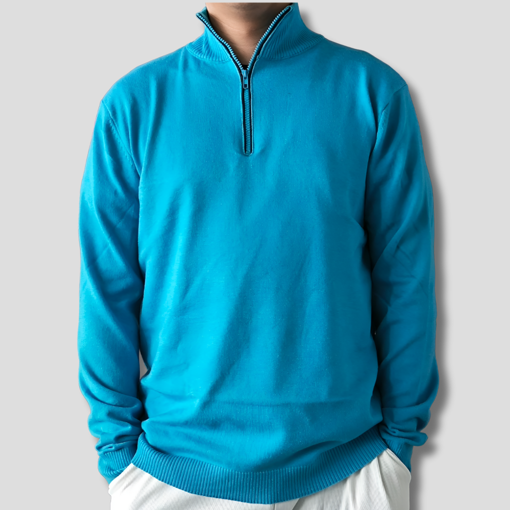 Suéter para Hombre con Media Cremallera – Estilo en Capas con Atractivo Estacional