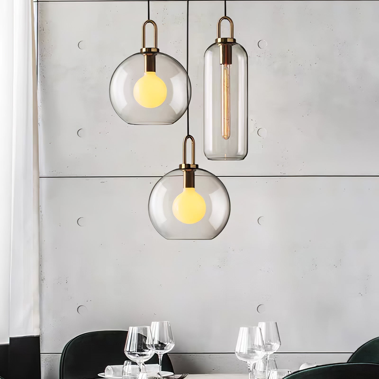 Moderne cilindervormige glazen messing hanglamp 1-licht