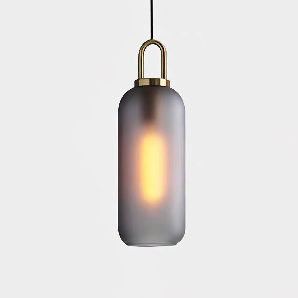 Lampadario moderno cilindrico in vetro e ottone a 1 luce