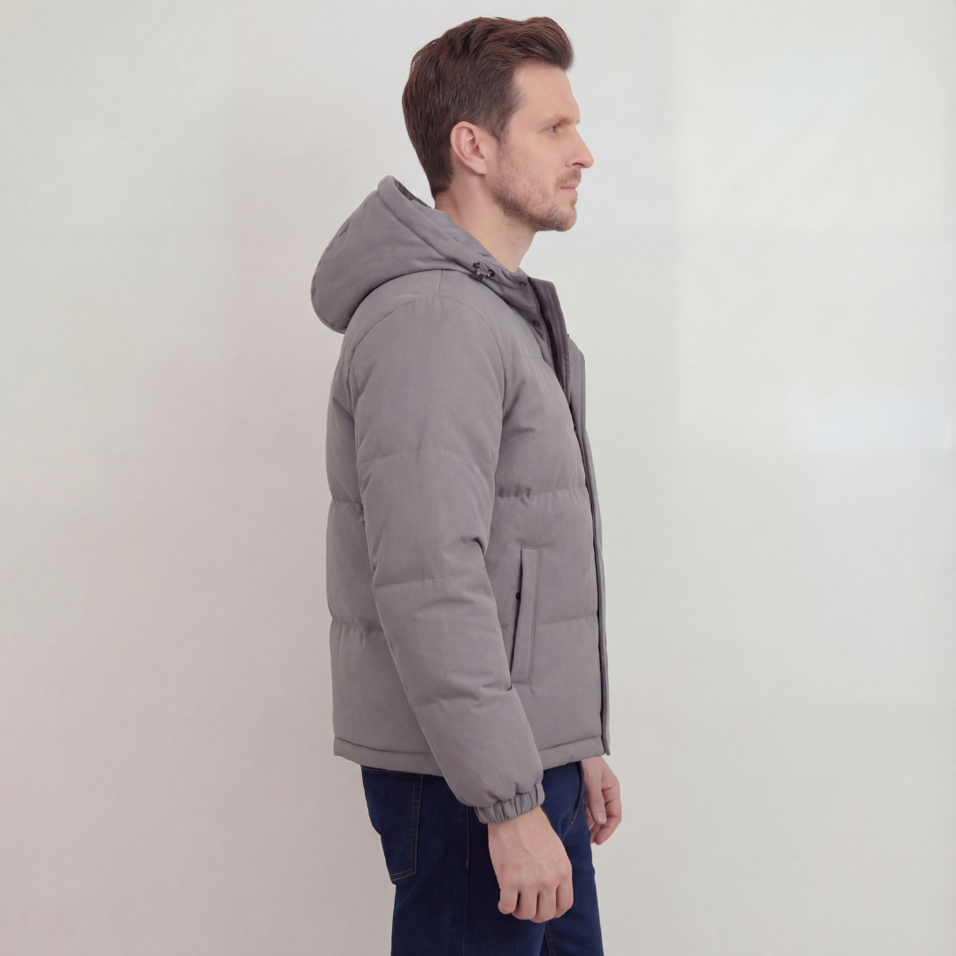 Grey Hooded Puffer Jacket