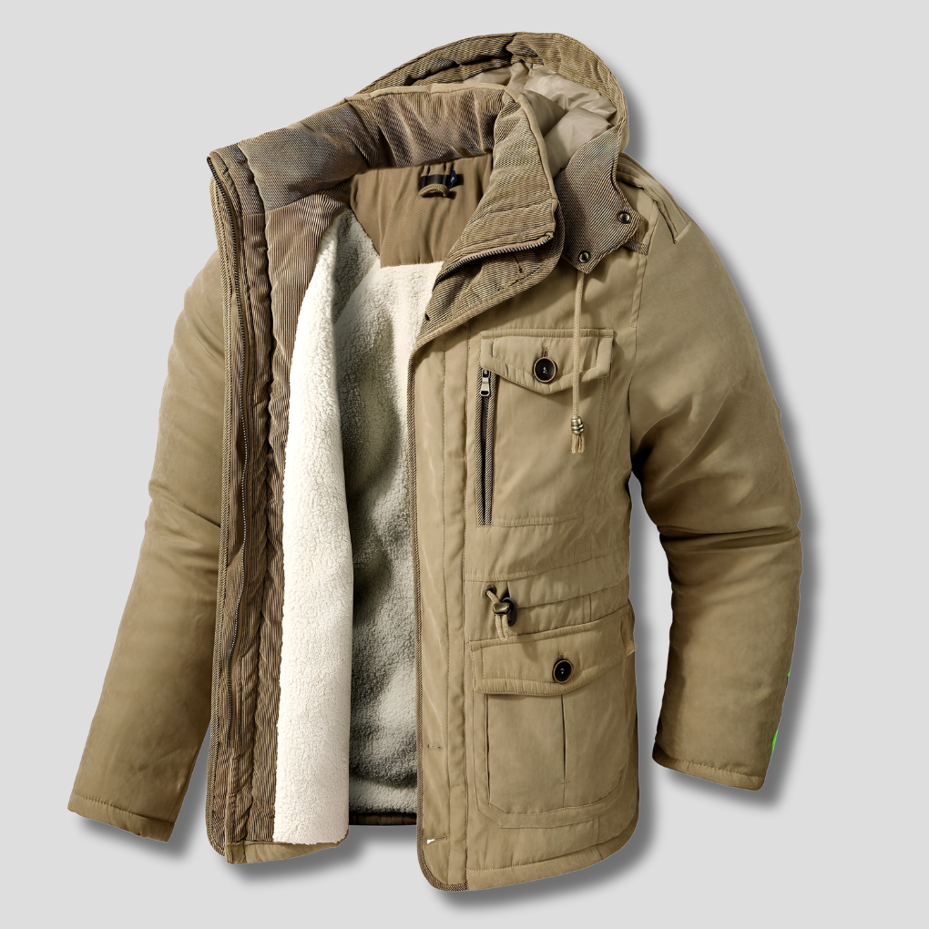 Chaqueta de invierno con bolsillos versátiles para hombre – Diseño versátil para clima frío