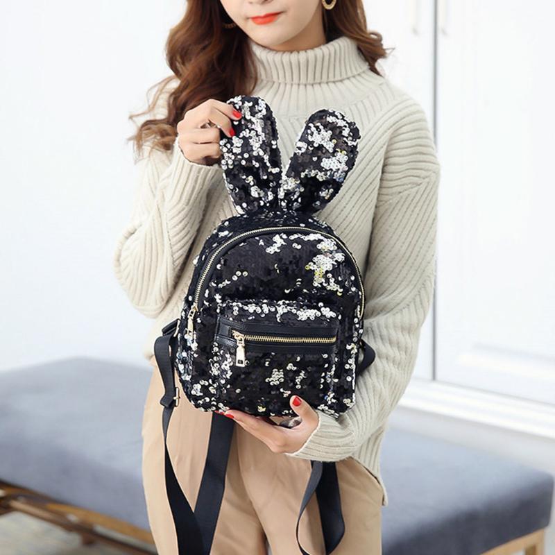Bolso de hombro con orejas de conejo brillantes y adorables