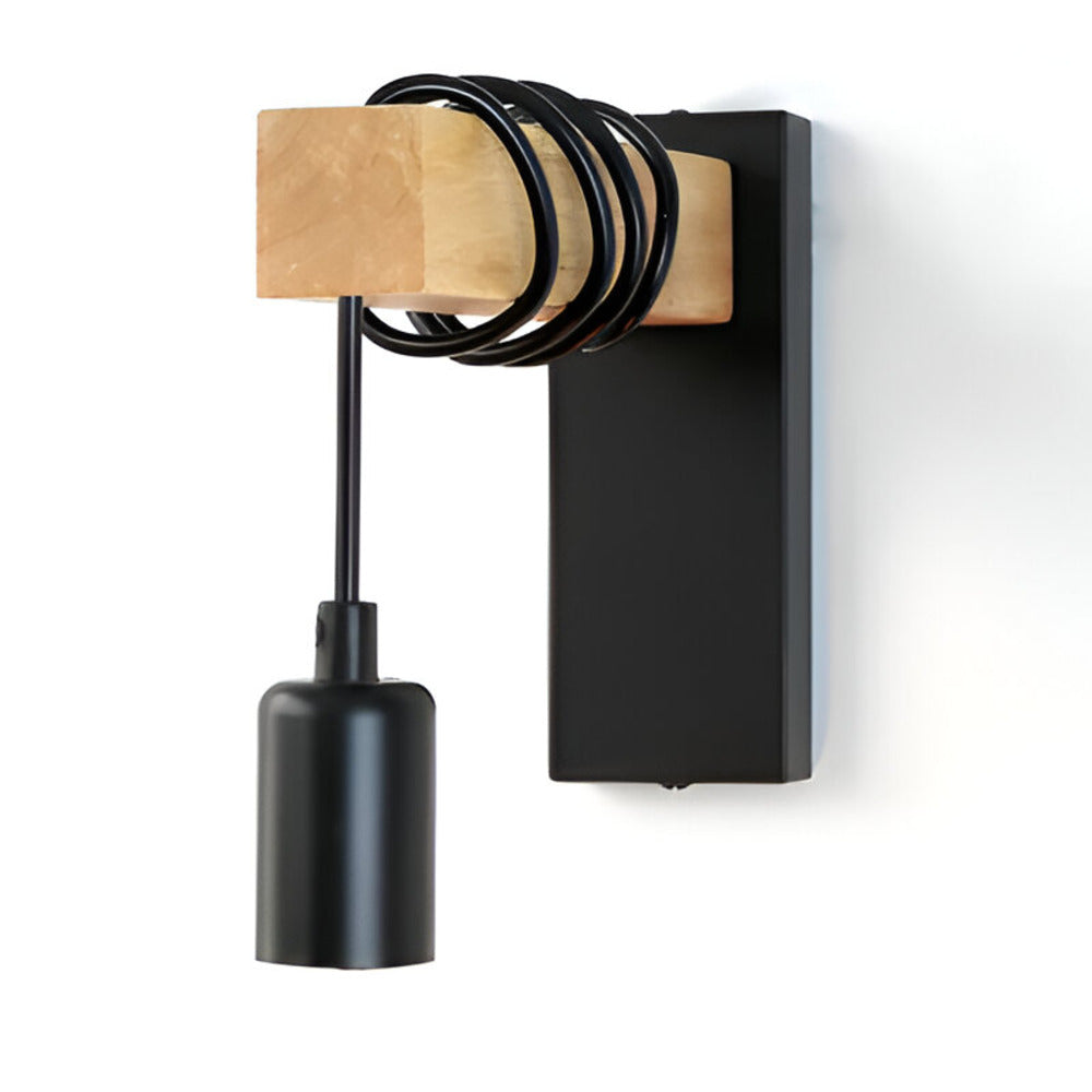 Aplique de pared colgante de madera rústica LED de 1 luz