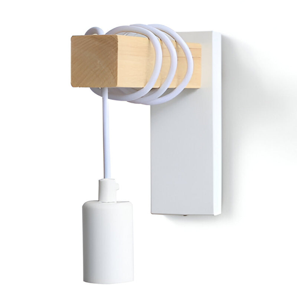 Aplique de pared colgante de madera rústica LED de 1 luz