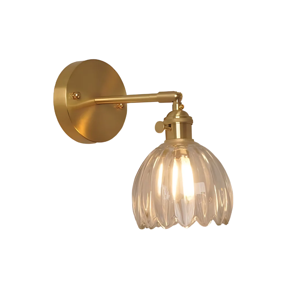 Applique da parete vintage in ottone con vetro a tulipano 1 luce