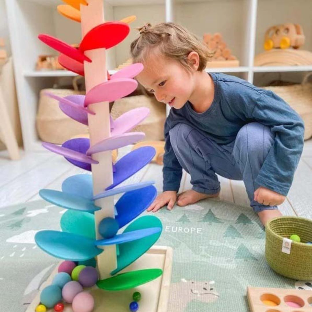 Houten regenboog geluidstoren | Educatief sensorisch speelset