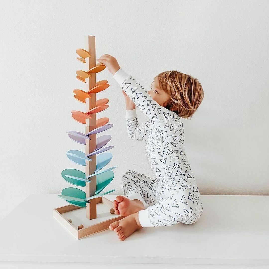 Houten regenboog geluidstoren | Educatief sensorisch speelset
