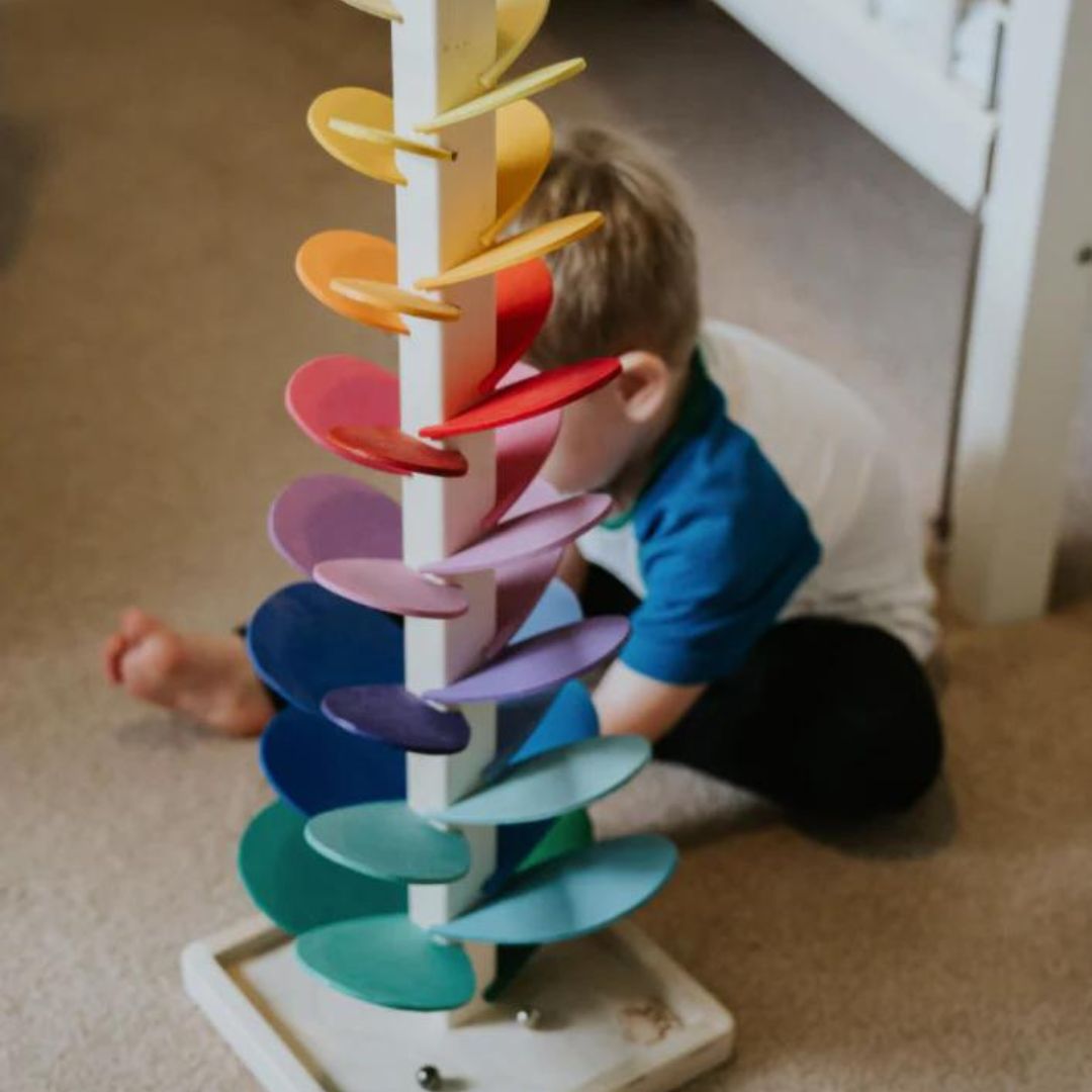 Houten regenboog geluidstoren | Educatief sensorisch speelset