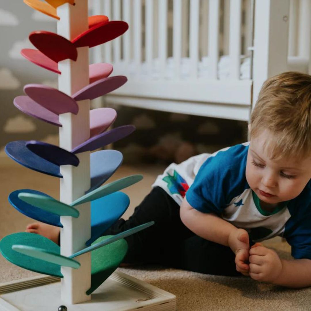 Houten regenboog geluidstoren | Educatief sensorisch speelset