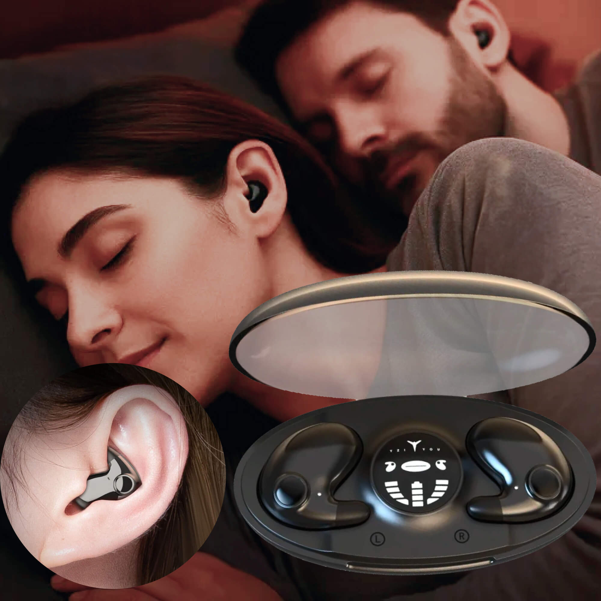 Auriculares inalámbricos invisibles para dormir con cancelación de ruido para quienes duermen de lado