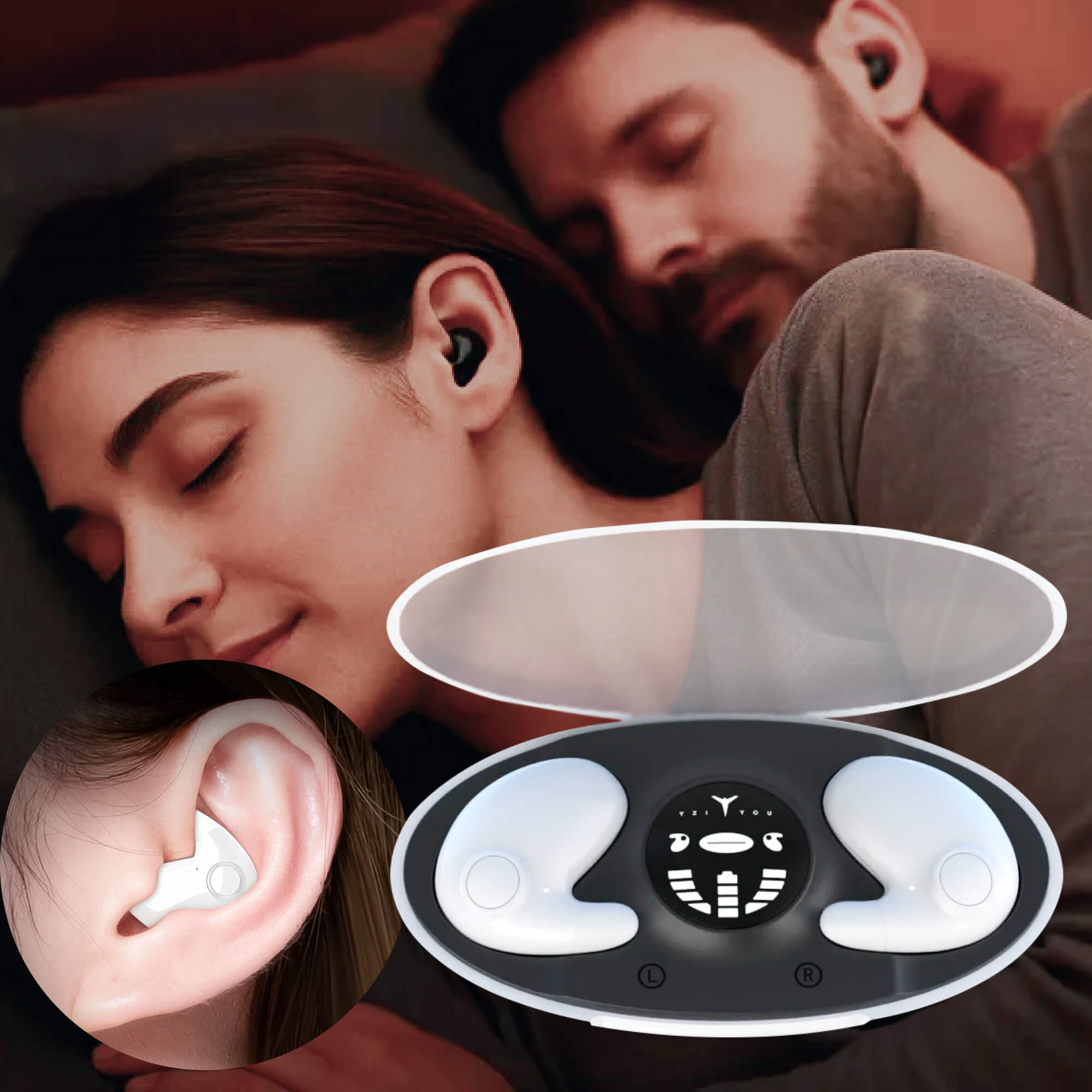 Auriculares inalámbricos invisibles para dormir con cancelación de ruido para quienes duermen de lado