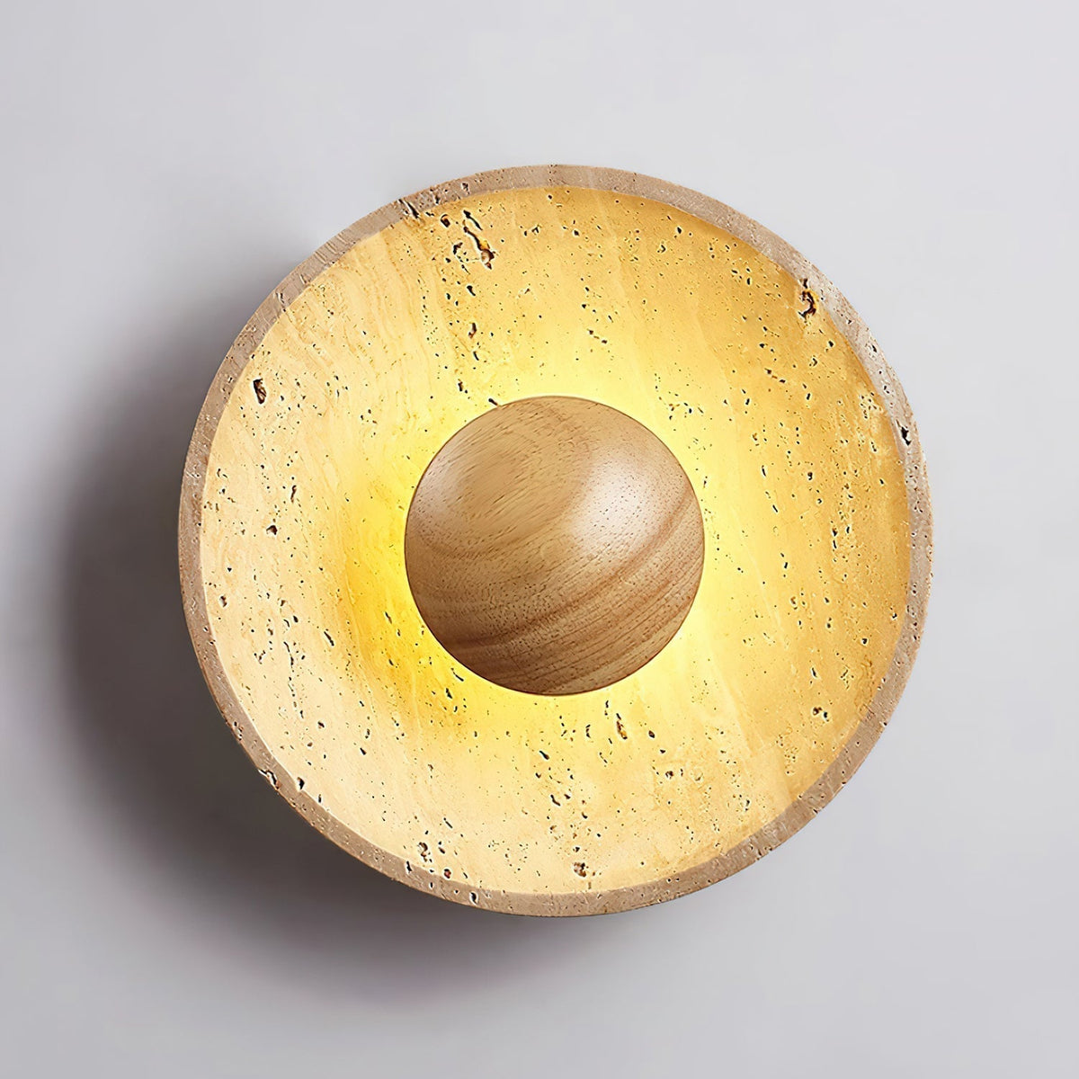 Modern Wabi Sabi Travertine Stone Round Wall Sconce LED 1-Light