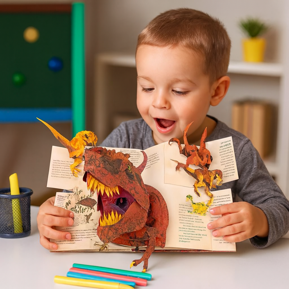 Libro emergente de dinosaurios para niños - Regalo educativo interactivo 3D de ciencia