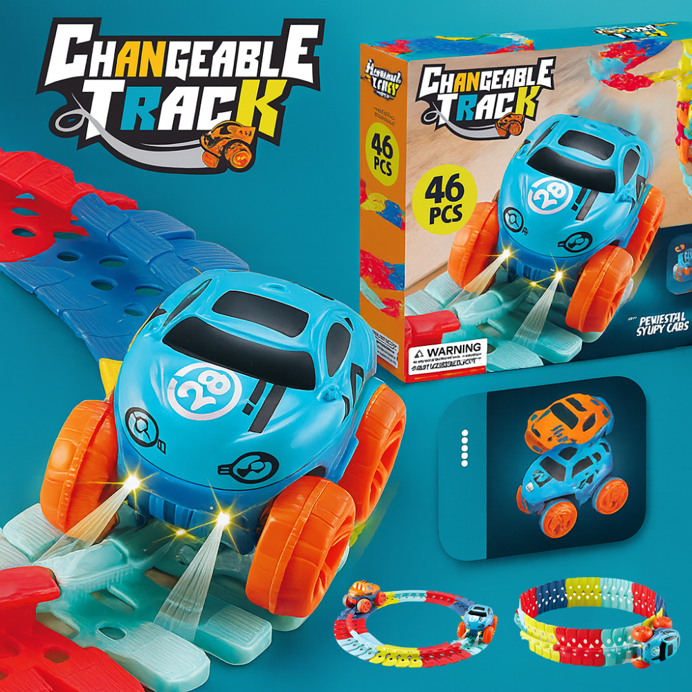 Set de pista de carreras para niños con bucle flexible, juego de acrobacias y carreras