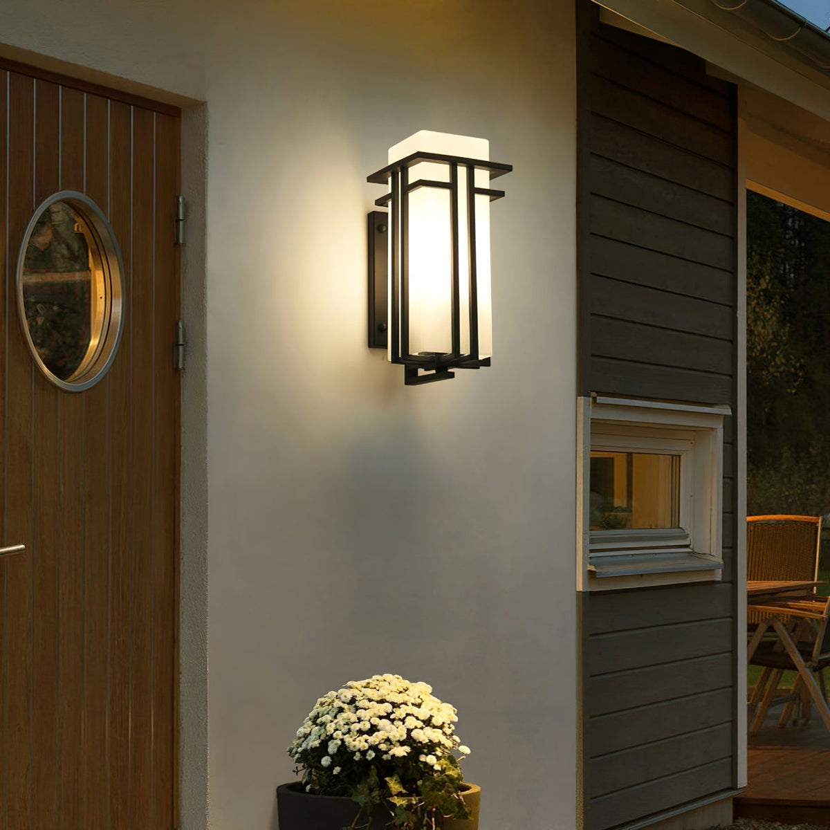 Lampada da parete esterna retrò industriale in ferro con vetro LED 1 luce