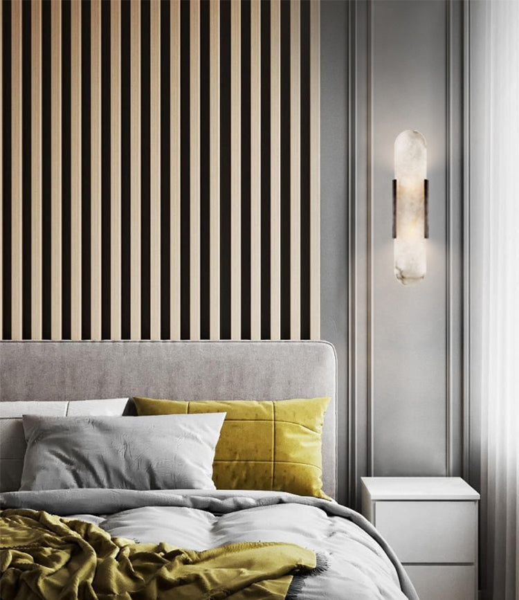 Modern Alabaster Elongated Marble LED Wall Sconce 2-Light