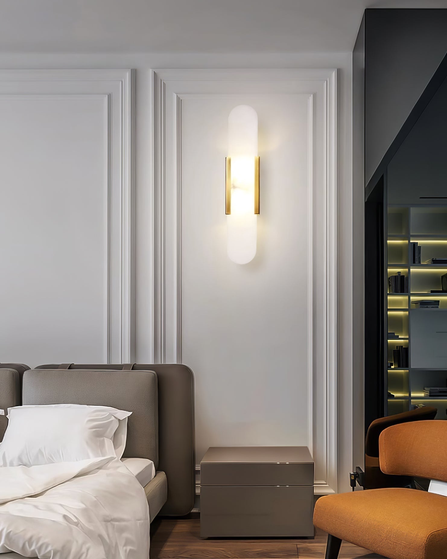 Modern Alabaster Elongated Marble LED Wall Sconce 2-Light