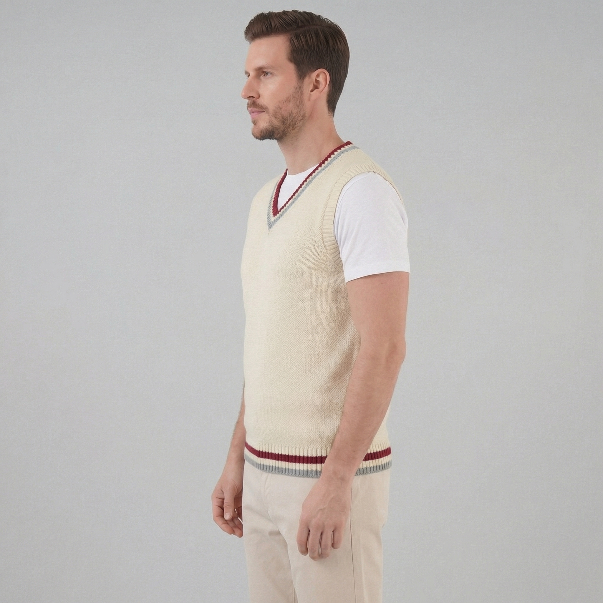 Chaleco de Punto Trenzado con Cuello en V para Hombre