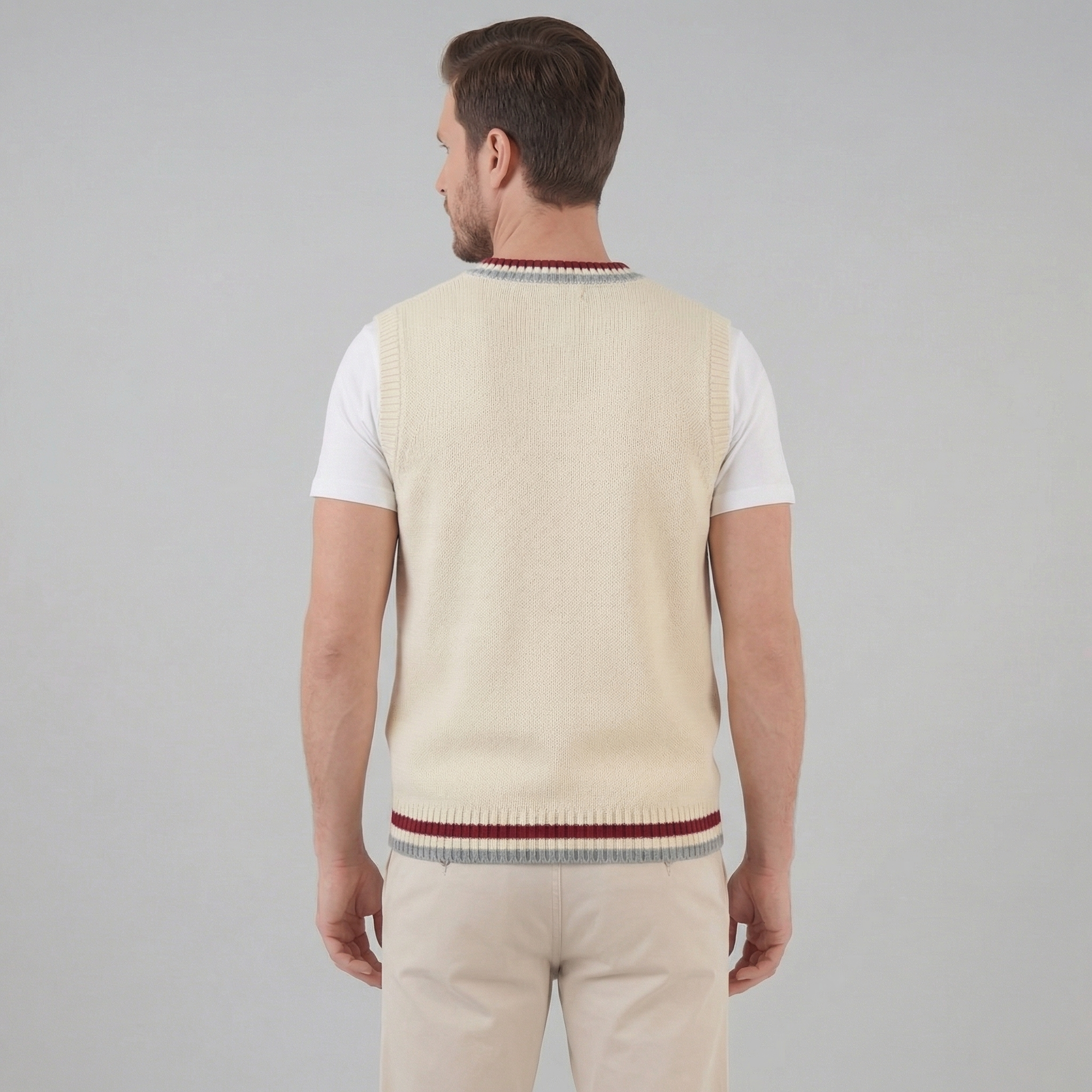 Chaleco de Punto Trenzado con Cuello en V para Hombre