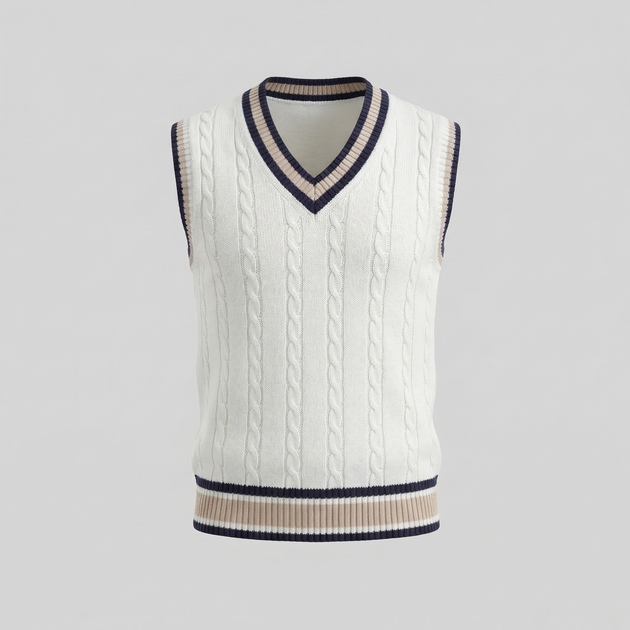 Chaleco de Punto Trenzado con Cuello en V para Hombre