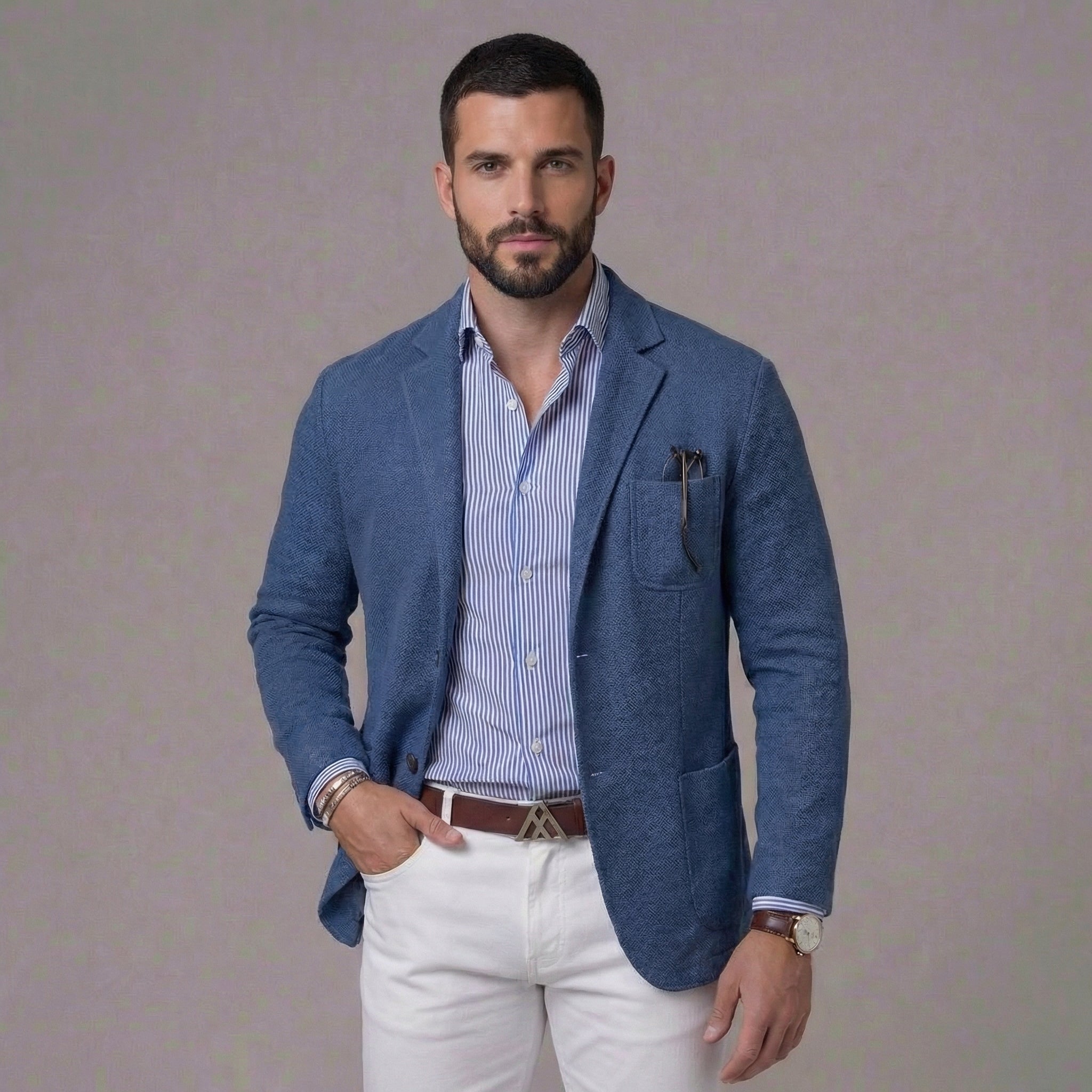 Blazer casual in lino da uomo