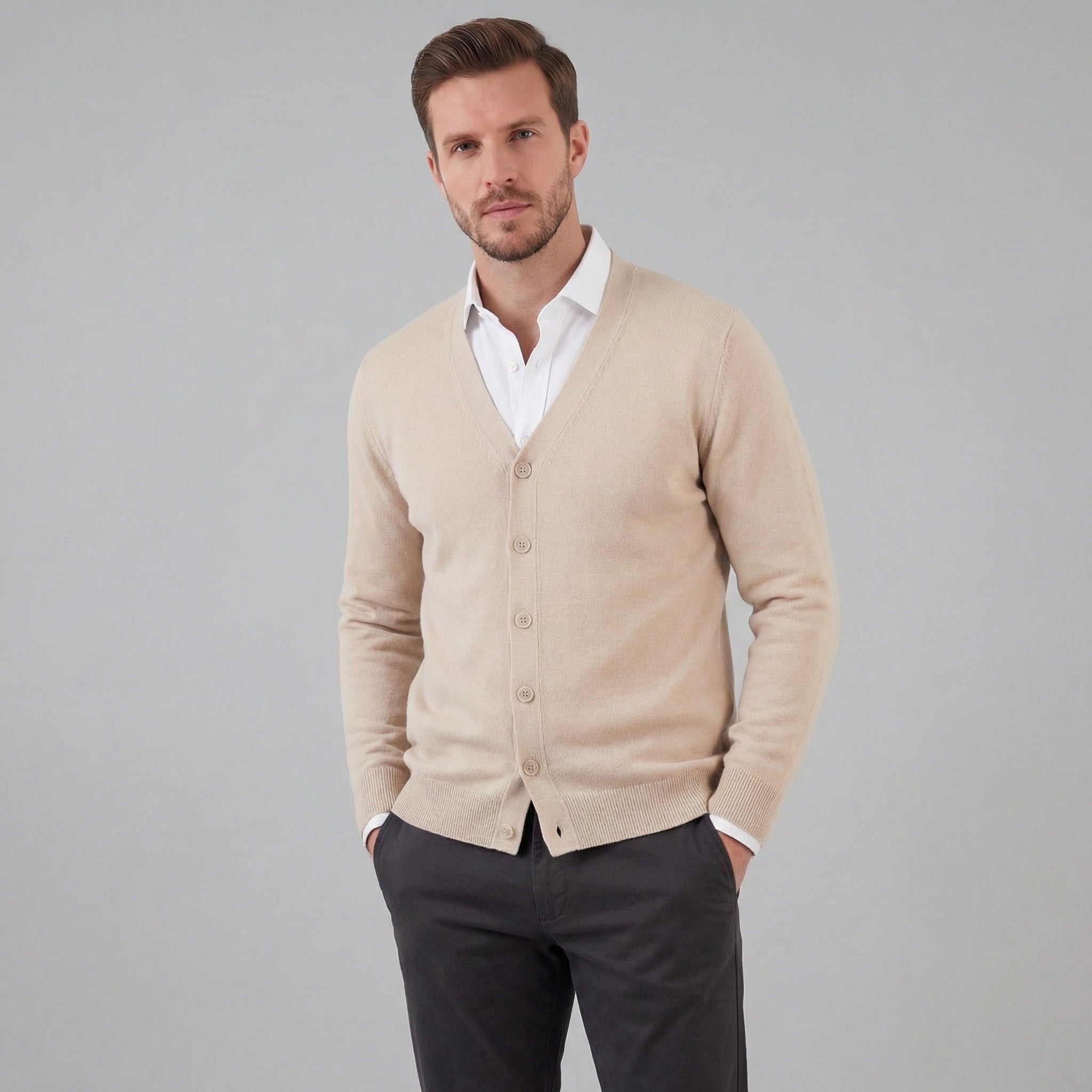 Cárdigan Casual de Cuello en V para Hombre