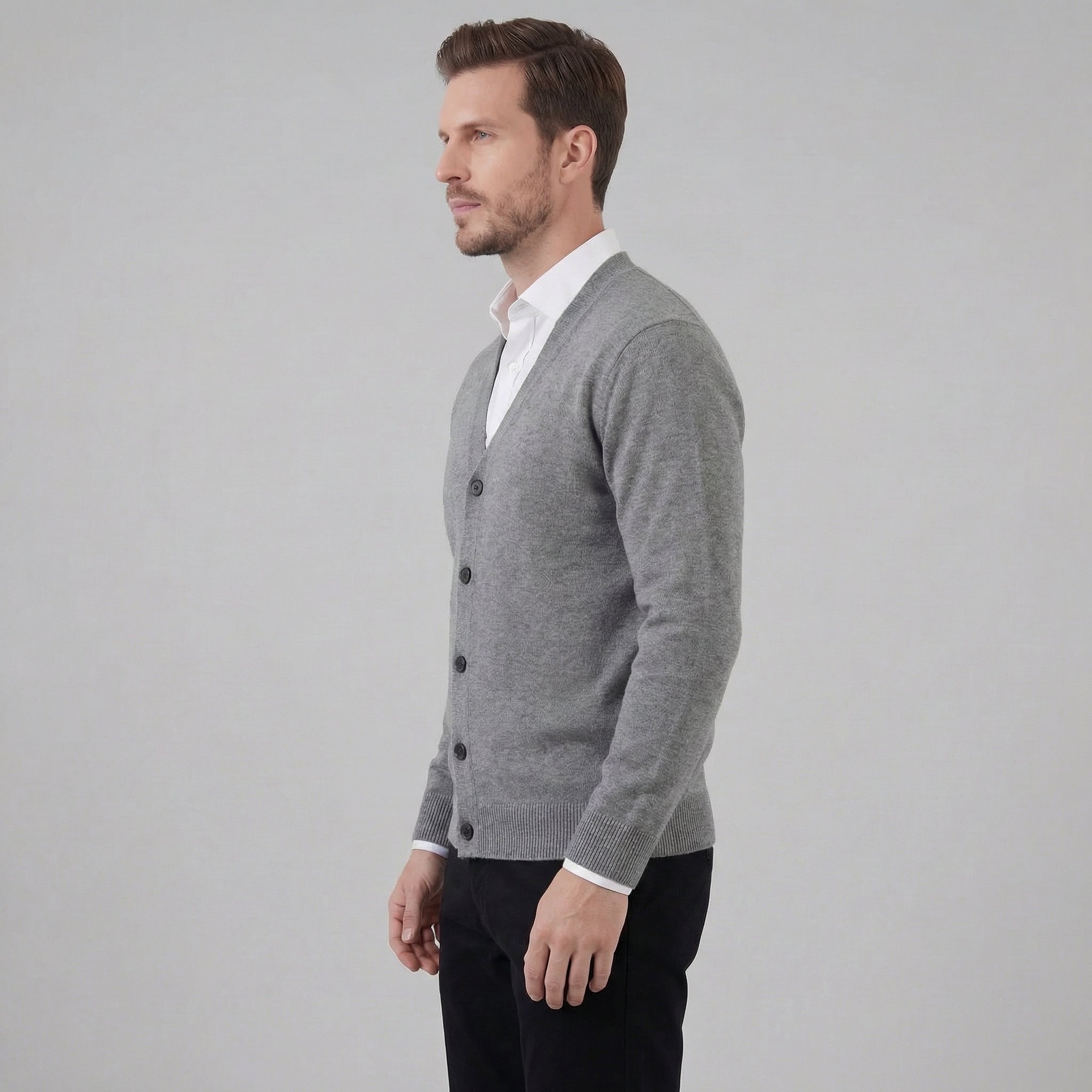 Herren Lässige V-Ausschnitt Strickjacke