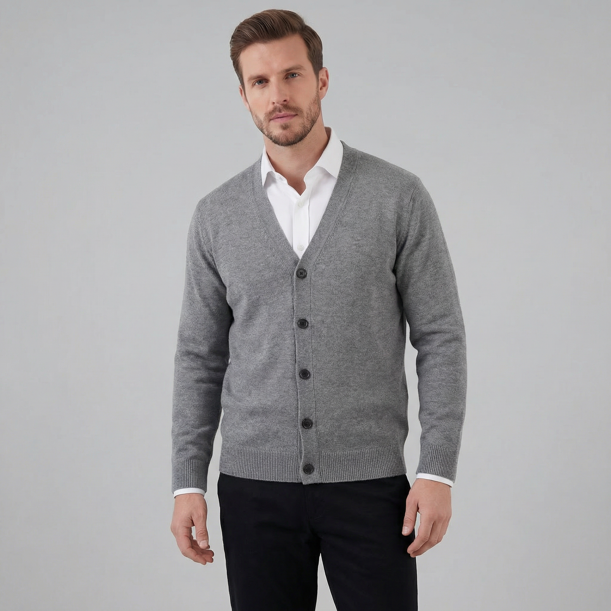 Herren Lässige V-Ausschnitt Strickjacke