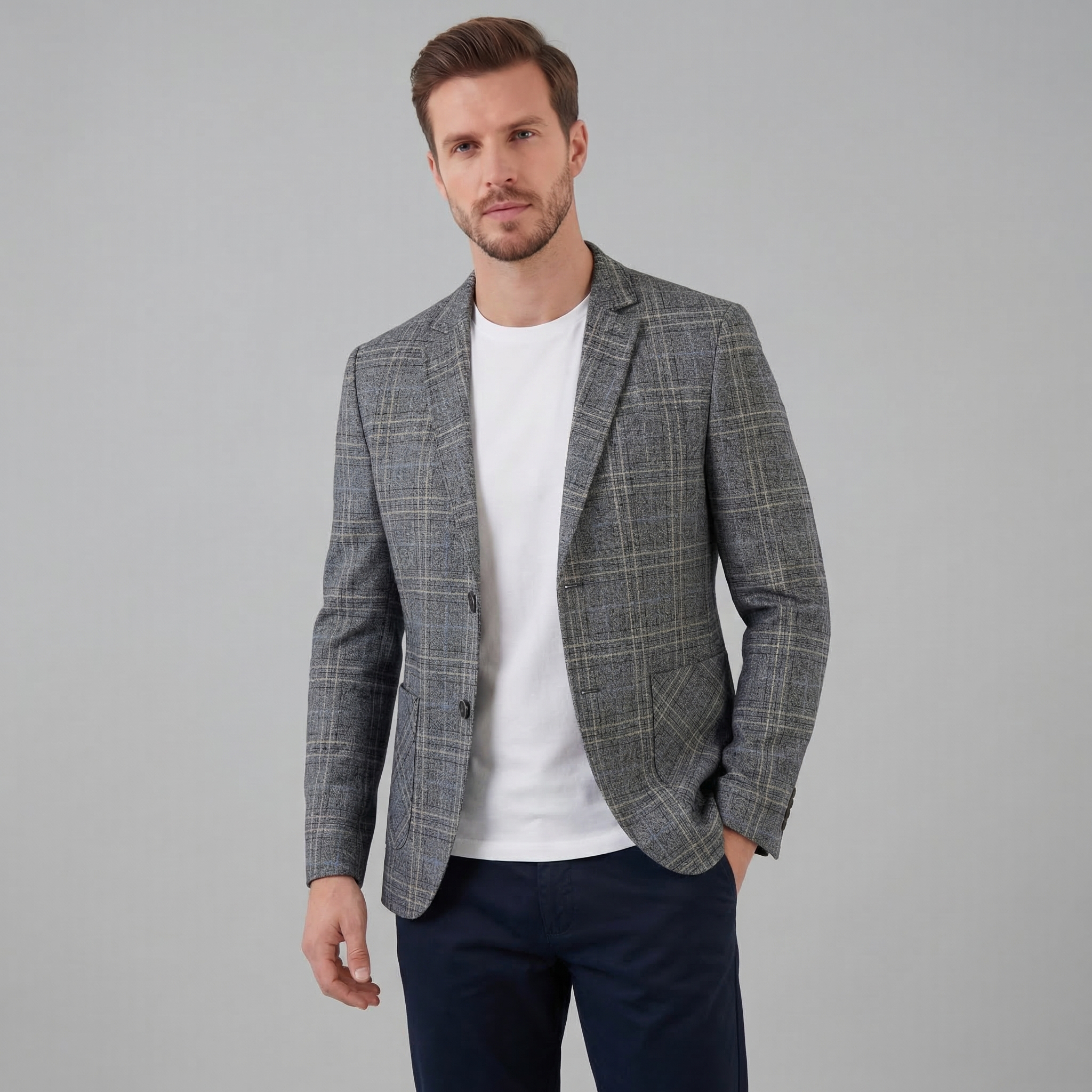 Giacca blazer a quadri da uomo