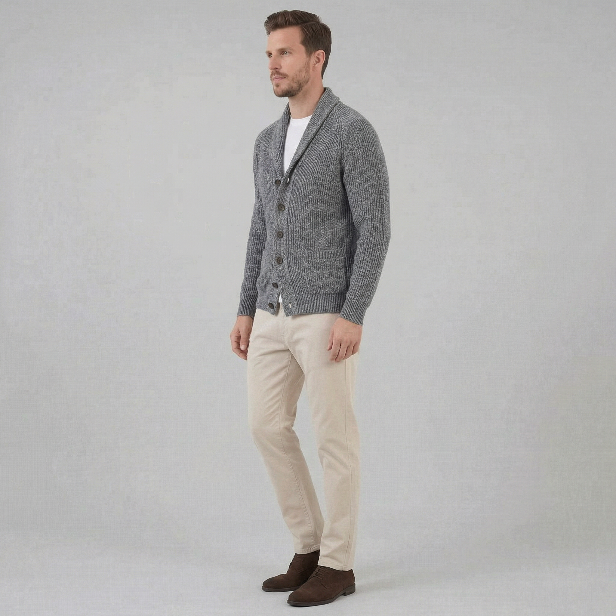 Cárdigan Clásico de Punto para Hombre