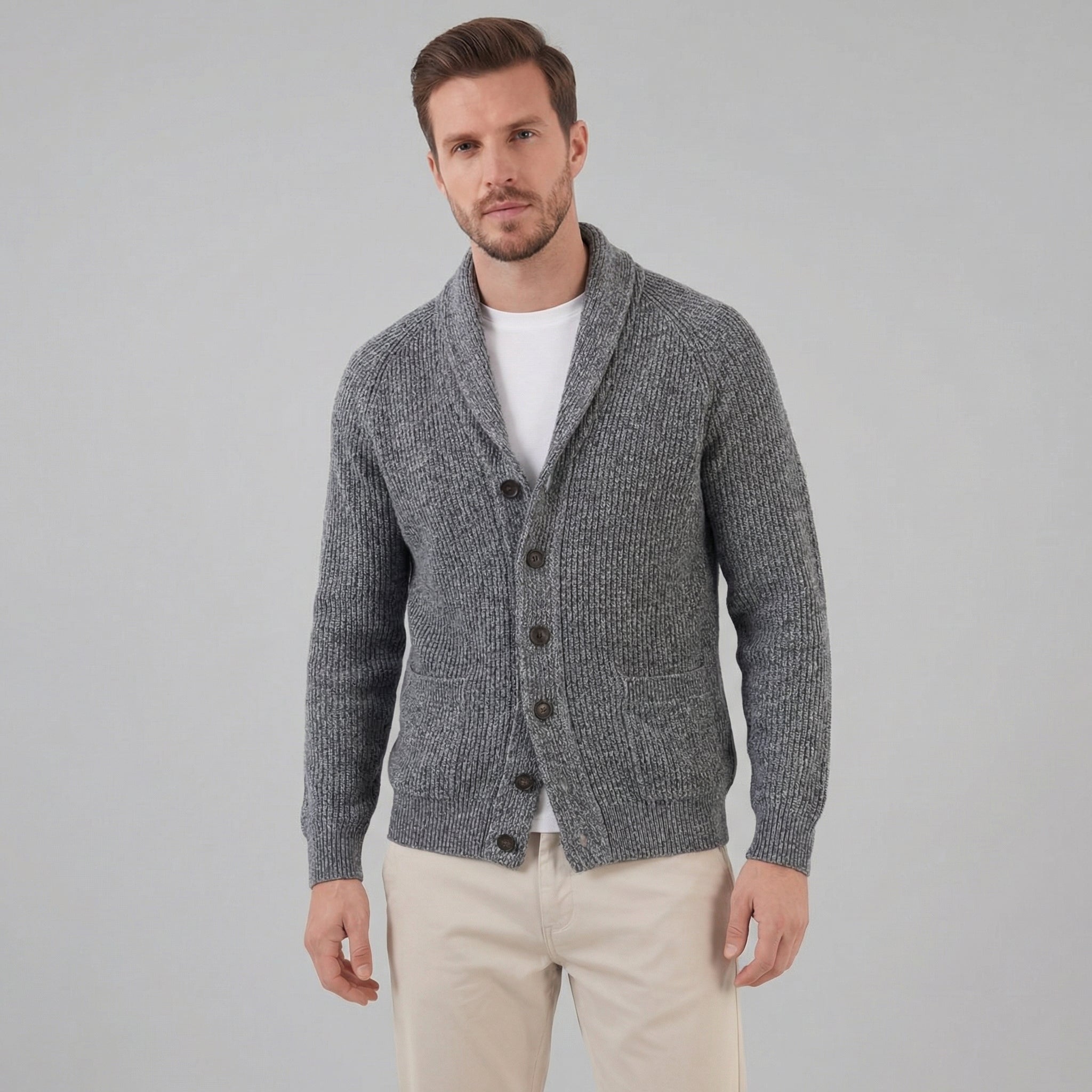 Cárdigan Clásico de Punto para Hombre