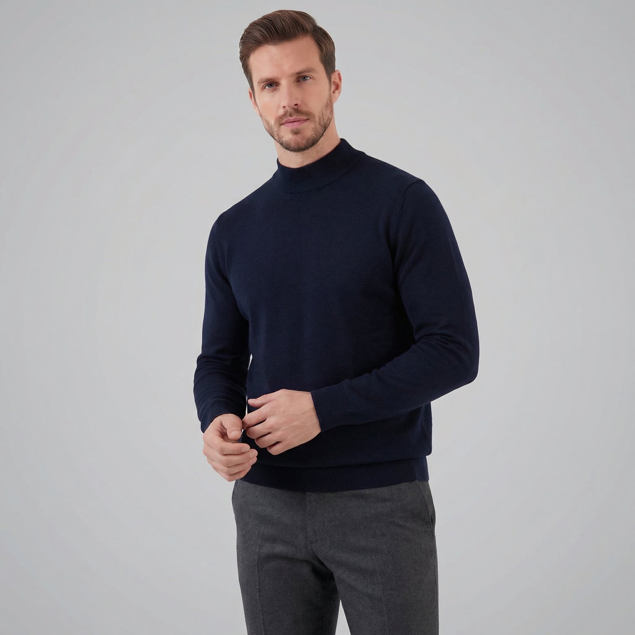 Suéter Clásico de Cuello Alto para Hombre