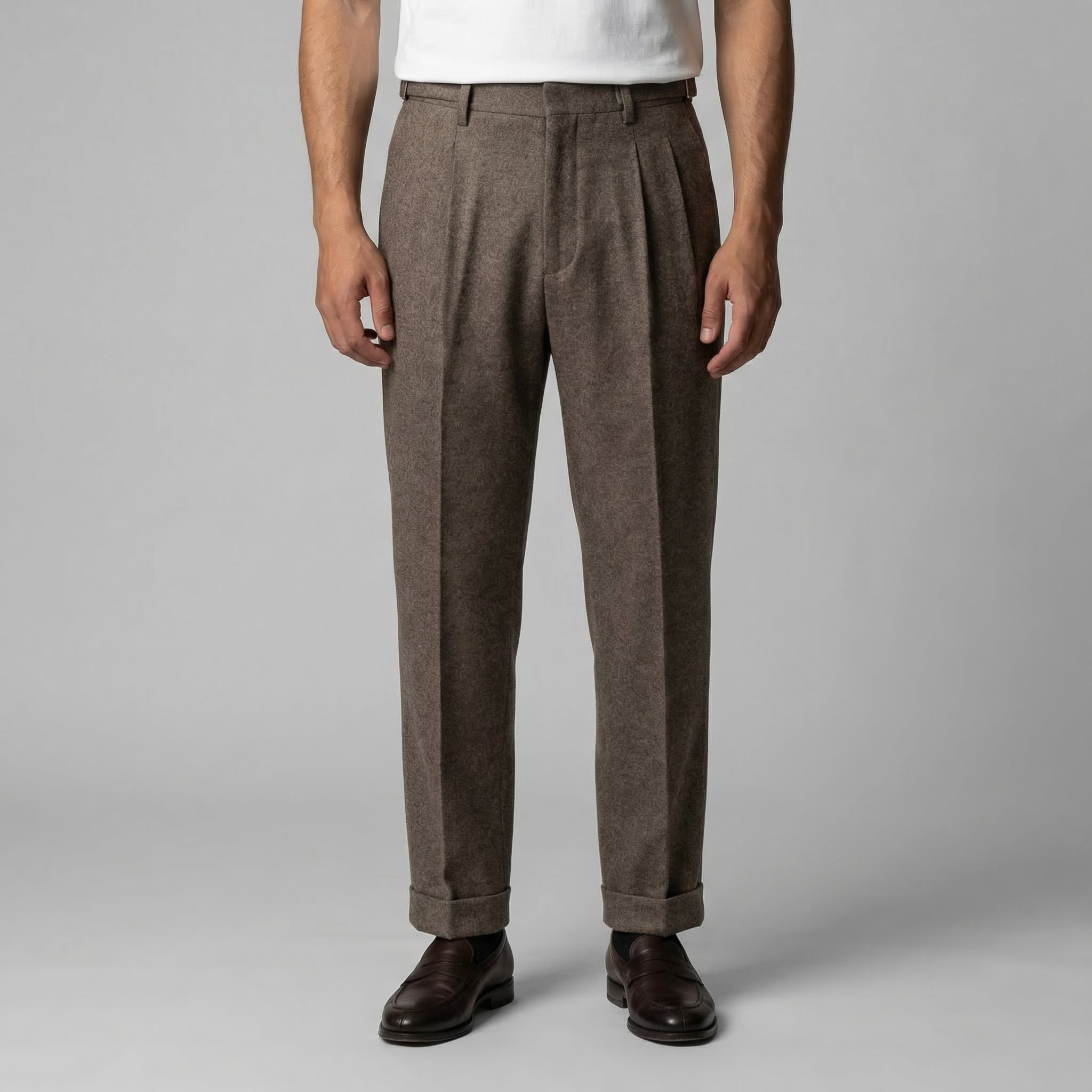 Pantaloni eleganti a gamba dritta con regolatore laterale da uomo