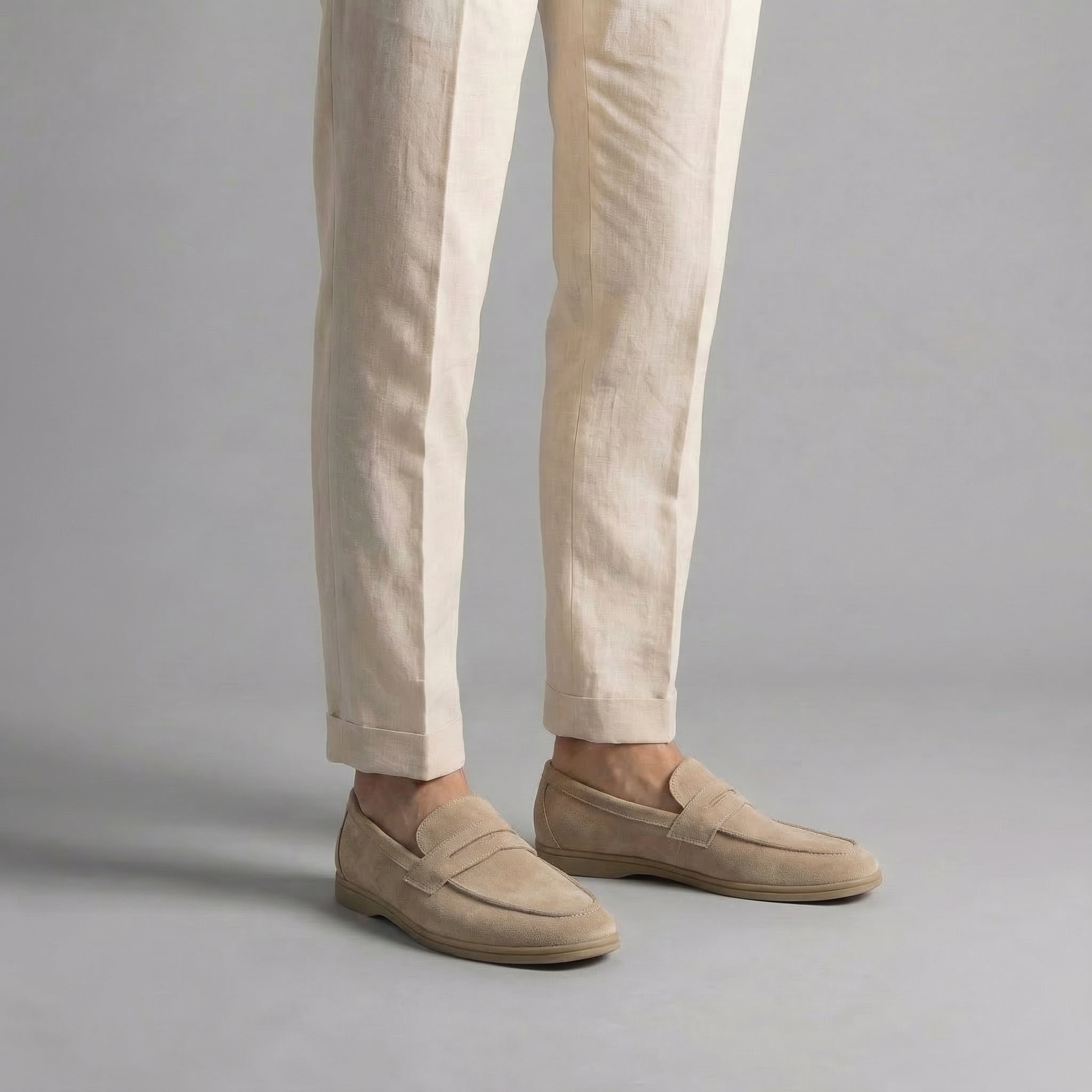 Mocassini penny eleganti in camoscio da uomo