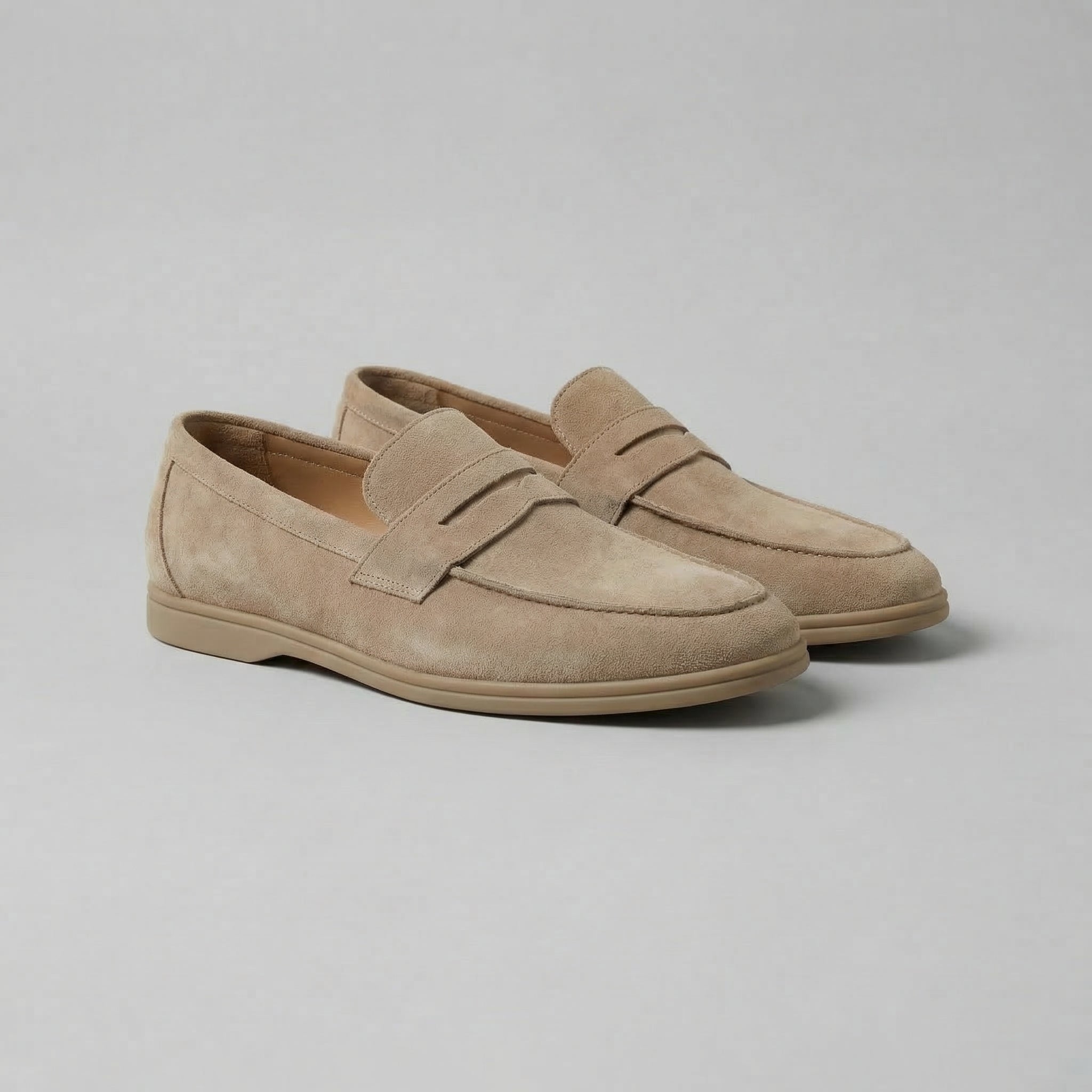 Mocassini penny eleganti in camoscio da uomo