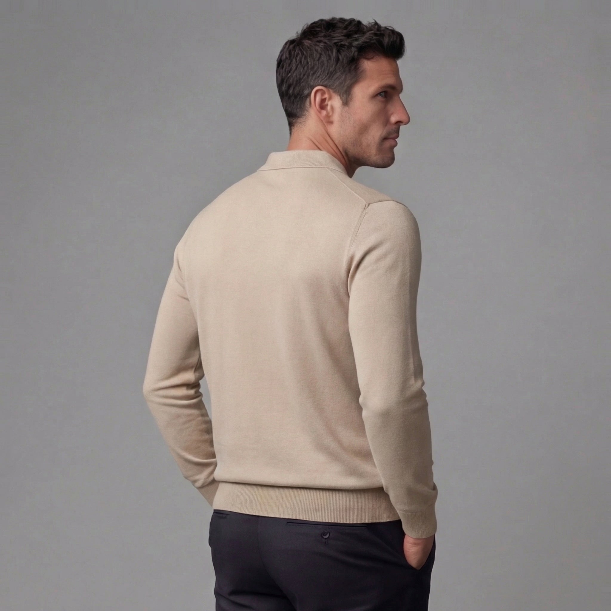 Herre poloshirt med halv lynlås